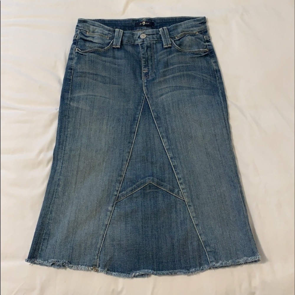 7 for all mankind denim midi skirt